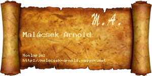 Malácsek Arnold névjegykártya